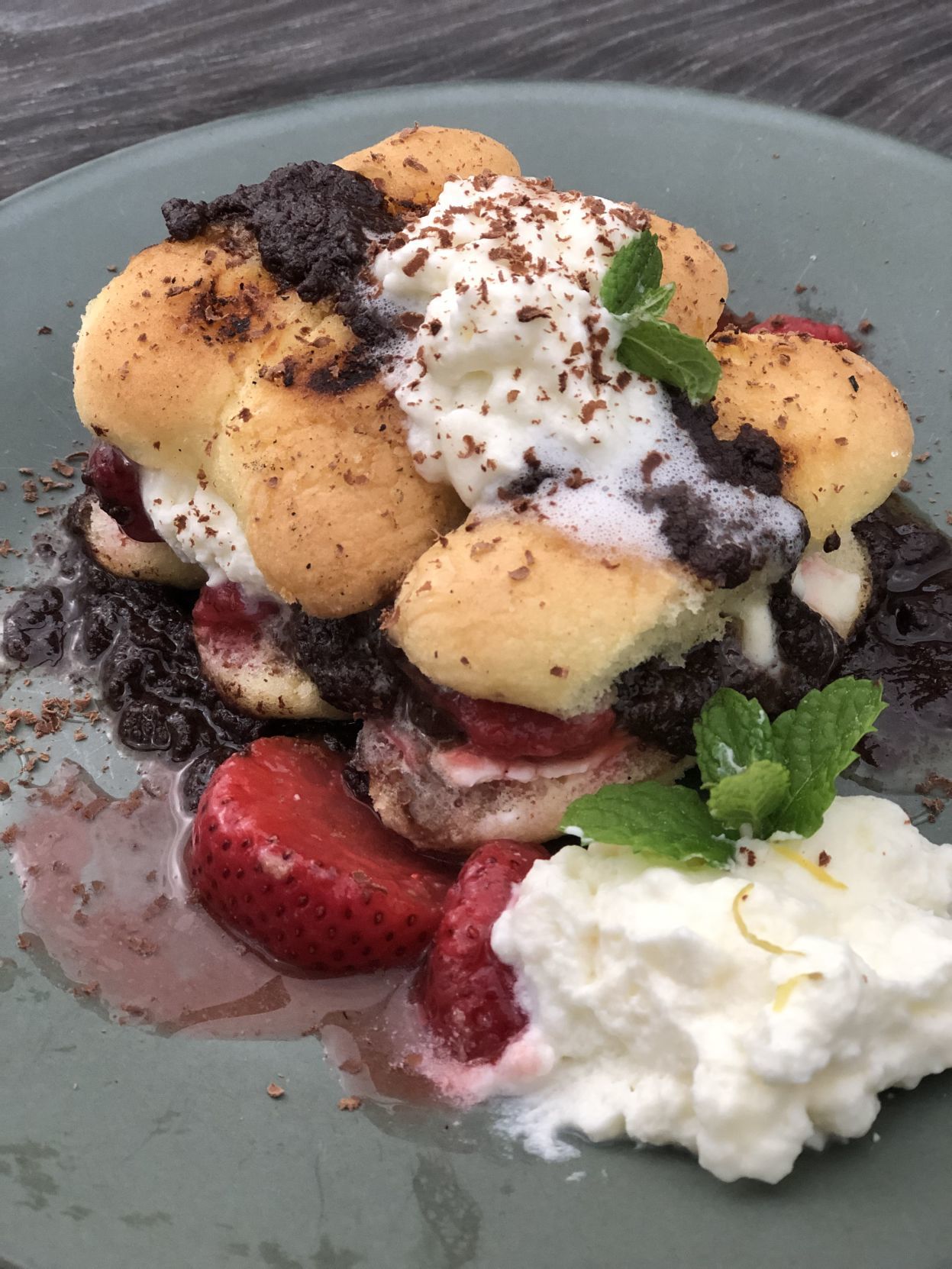 Grilled Ladyfingers Strawberries and Chocolate